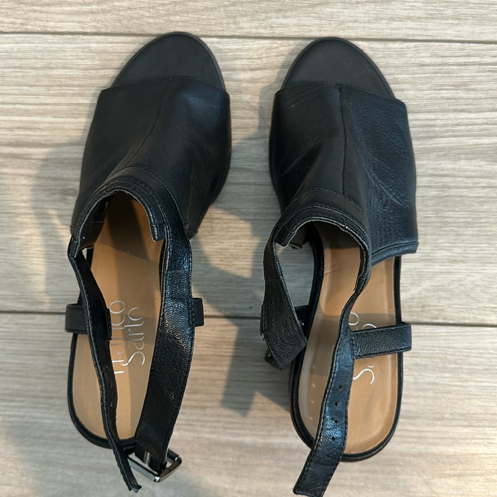 Black leather heels